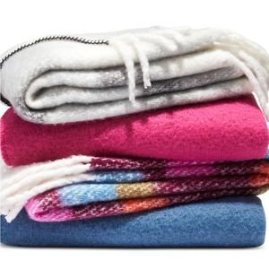 AQUA Bedding Faux Mohair Plaid Throw, 50” x 60” Multi Stripe New w/Tag